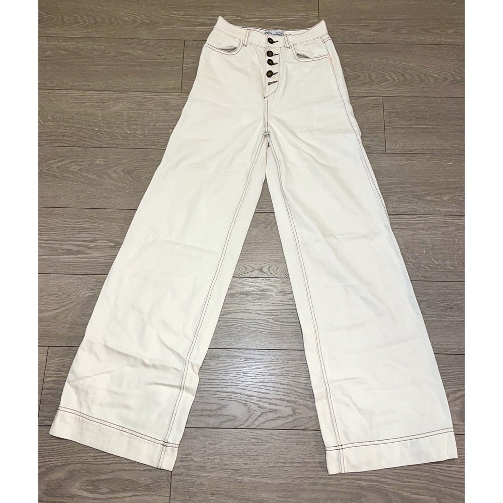 Zara White Mid Rise Pant